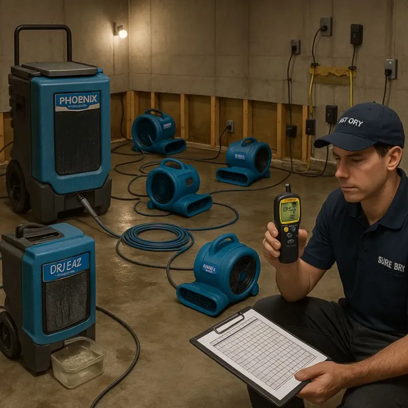 Structural Drying and Dehumidification process in Burlington, OH